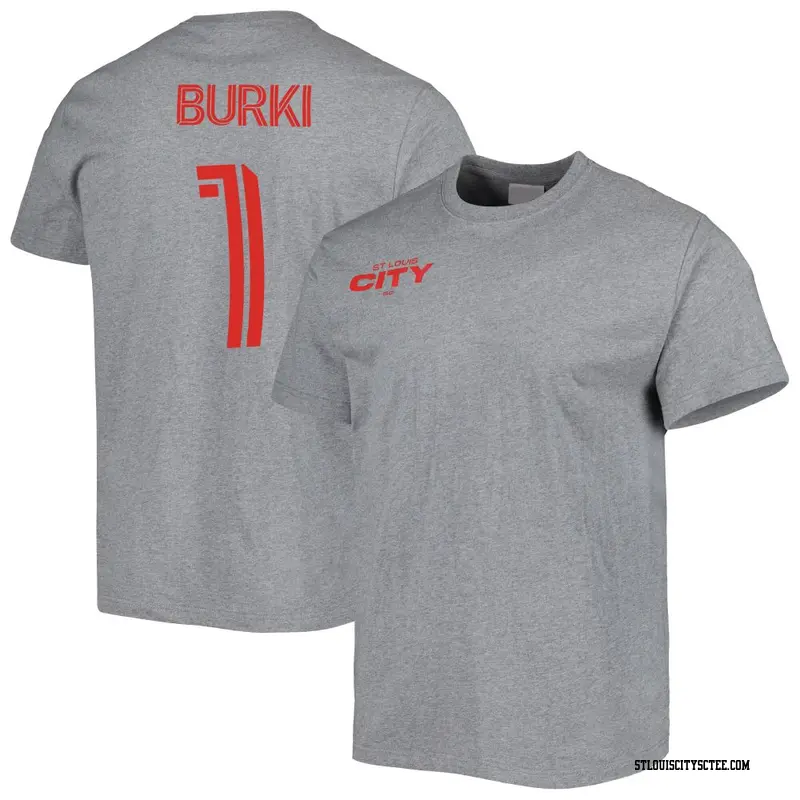Men's St. Louis City SC ＃1 Roman Bürki Gray Name & Number City T-Shirt