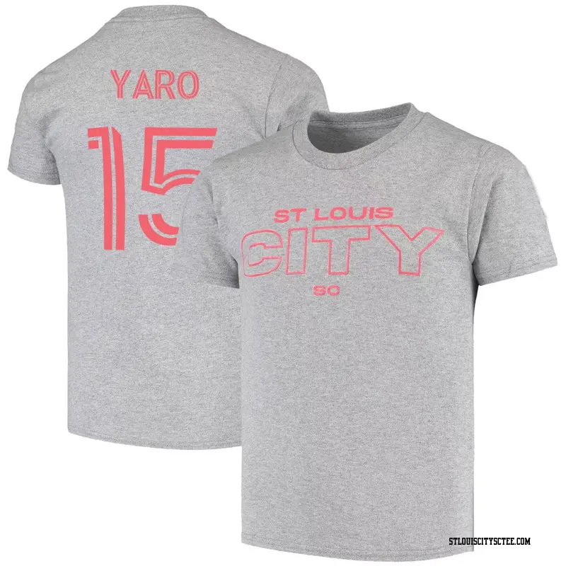 Men's St. Louis City SC ＃15 Joshua Yaro Gray Name & Number City Performance T-Shirt