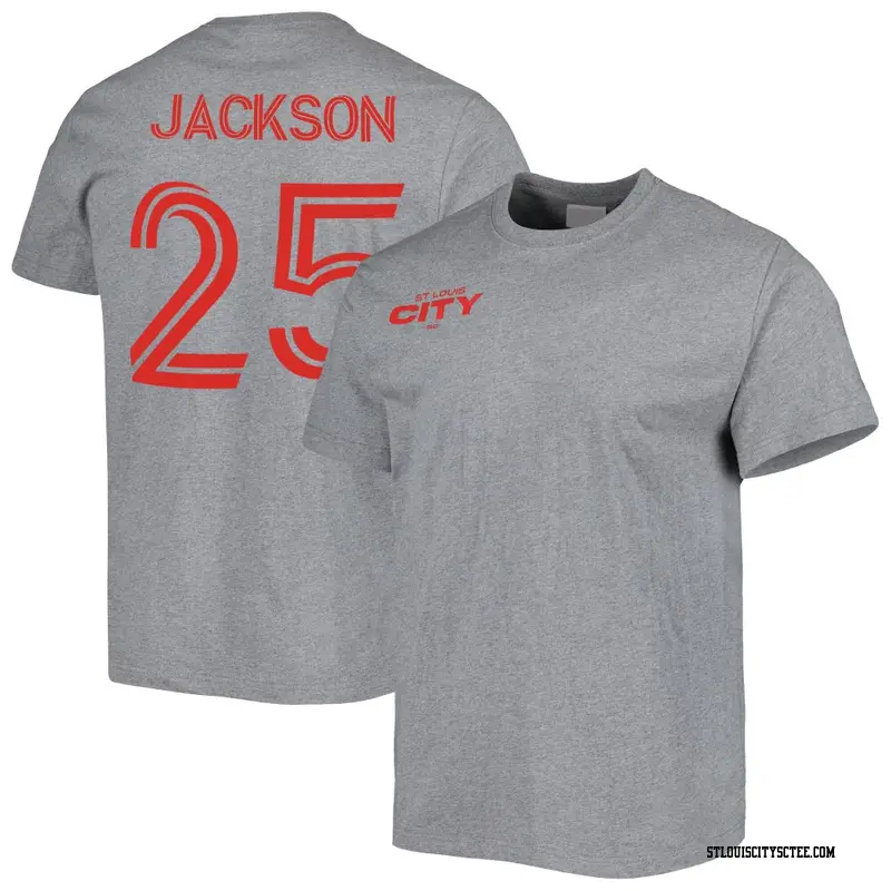 Men's St. Louis City SC ＃25 Aziel Jackson Gray Name & Number City T-Shirt