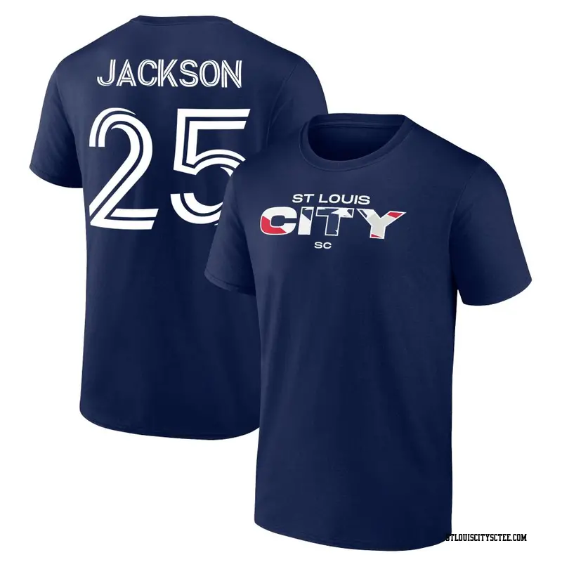 Youth St. Louis City SC ＃25 Aziel Jackson Navy Name & Number Banner Wave T-Shirt